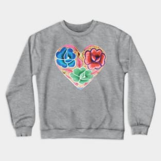 Mexican embroidery heart tehuana flowers pastel colors mexican market Crewneck Sweatshirt